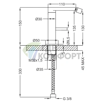 Смеситель для биде Cezares Eco ECO-BSM1-01 хром настенный - фото 3