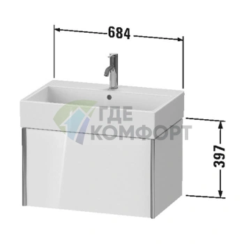 Подвесная тумба Duravit XViu для раковины, 397x684x454 мм, цвет орех темный/черный матовый (XV42350B221) - фото 2