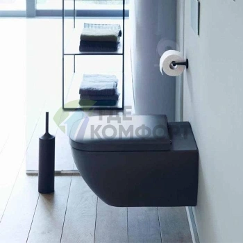 Унитаз подвесной Duravit Happy D.2 Rimless с системой крепления Durafix, 365x540 мм, цвет антрацит матовый (2222098900) - фото 1