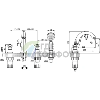 Смеситель Lemark Vintage LM2841B для установки на борт ванны - фото 3