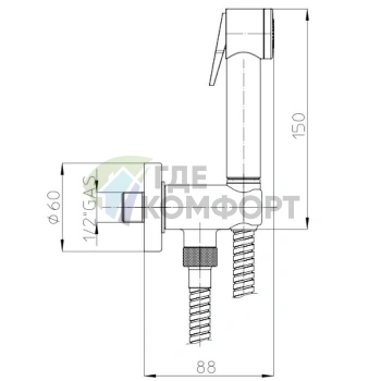 Гидрощетка для унитаза Bossini Nikita 125 см (хром, латунь) (C69006B.030) - фото 2