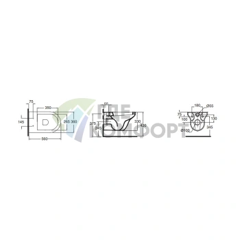 Подвесной унитаз AZZURRA THIN 56x36x33 см белый с системой монтажа KIT200TU (THI 156/SOSK bi)) - фото 2
