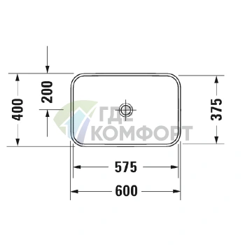 Раковина Duravit Happy D2 Plus 600х400 мм без перелива с керамической крышкой цвет Anthracite matt (2359601300) - фото 2