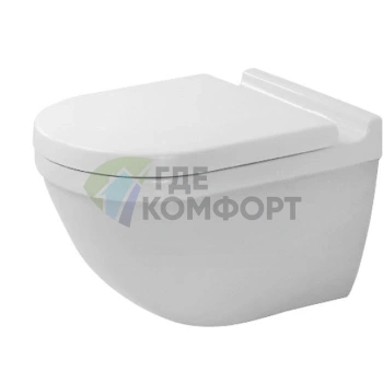 Подвесной унитаз Duravit Starck 3 Rimless с гигиеничным покрытием WG и сиденьем с микролифтом (45270900A11 - фото 1