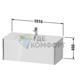 Тумба подвесная Duravit XViu 400x1010x480 мм для раковины 233610, 1 ящик, белый глянцевый/champagne matt (XV40270B122) - фото 2