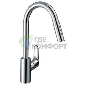Кухонный смеситель Hansgrohe Focus M41 с поворотным и вытяжным изливом 220 мм, хром (31833000) - фото 1