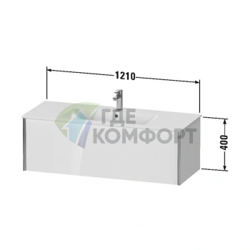 Тумба подвесная Duravit XViu 400x1210x480 мм белая глянцевая/champagne matt с ящиком для раковины 233612 (XV40280B122) - фото 2