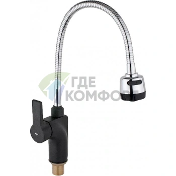 Стильный кухонный смеситель Timo Polo 0166FN-FS в черном цвете