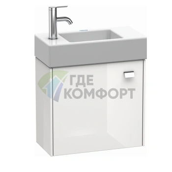 Стильная подвесная тумба Duravit Brioso белого глянцевого цвета с дверцей на левых петлях (BR4051L1022) - фото 1