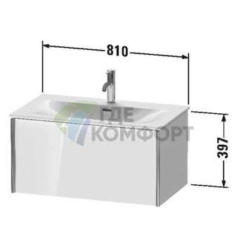 Тумба подвесная Duravit XViu 610x800x480мм для раковины 234483, 1 ящик, белый глянцевый/champagne matt (XV40340B122) - фото 2