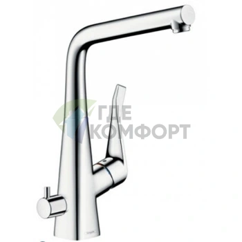 Смеситель для кухни Hansgrohe Metris M71: однорычажный с поворотным изливом, хром (14888000) - фото 1