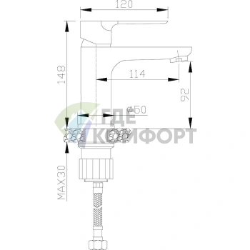 Смеситель для раковины Rossinka RS35 однорычажный (RS35-11PC) - фото 3