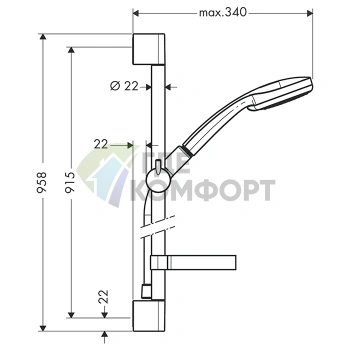 Душевой набор HG Croma 100 Vario с ручным душем 4jet и EcoSmart (27653000) - фото 2