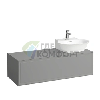 Подвесная тумба Laufen New Classic 118 см с 1 ящиком, раковина справа, серый цвет (арт. 816852) (4.0608.6.085.627.1) - фото 1