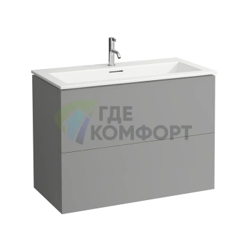 Тумба с раковиной Laufen Kartell 1000 мм белая с шиферной столешницей и ящиками (8.6033.7.642.104.1) - фото 1