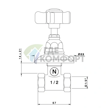 Запорный вентиль Nicolazzi Dames Anglaises 1/2 (внутренняя резьба, хром) (1412CR18) - фото 2