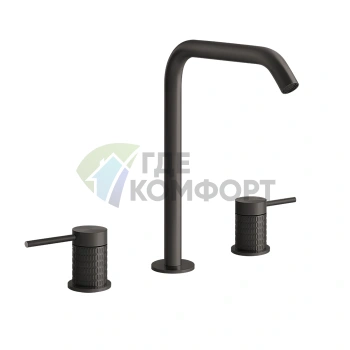 Смеситель для раковины GESSI 316 на 3 отверстия, цвет brushed black metal PVD (54211#707) - фото 1