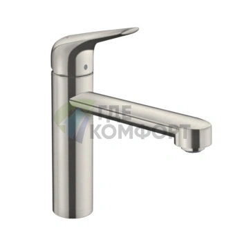 Кухонный смеситель Hansgrohe Focus M42: однорычажный, поворотный излив, цвет под сталь (71806800) - фото 1