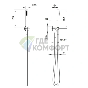 Душевой набор Fantini Nice с ручной лейкой FIT в стильном цвете Raw Metal PVD (86 Q8 8093) - фото 2
