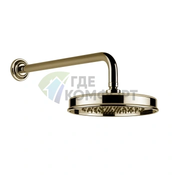 Верхний душ GESSI VENTI20 200 мм с настенным держателем 389 мм в цвете Brass PVD (65148#710) - фото 1