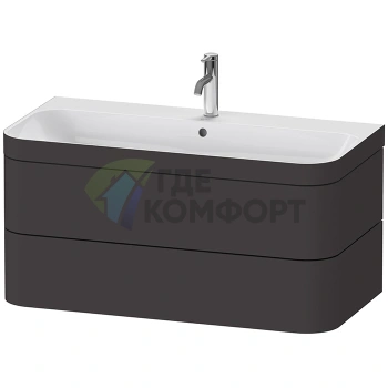 Комплект мебели Duravit Happy D.2 Plus с раковиной bi-color в цвете Графит супермат (HP4638O8080) - фото 1