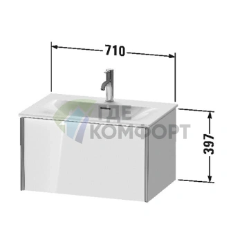 Тумба подвесная Duravit XViu 610x800x480 мм для раковины, 1 ящик, цвет walnut dark/черный матовый (XV40330B221) - фото 2