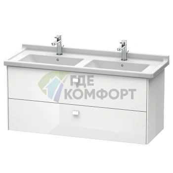 Тумба под раковину Duravit Brioso 1220 мм с двумя выдвижными ящиками, белая глянцевая (033213) (BR414402222) - фото 1