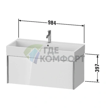 Подвесная тумба Duravit XViu 397x984x454 мм для раковины, белый глянцевый/champagne matt (XV42370B122) - фото 2