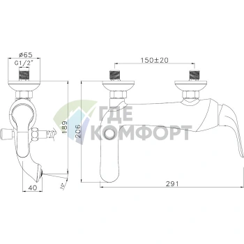 Смеситель для ванны с душем Lemark Swan LM5402BG - фото 2