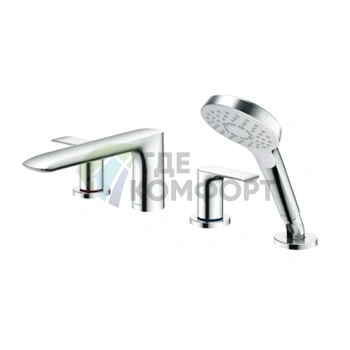 Смеситель для ванны TOTO NEOREST с ручным душем, 4-отверстный, хром (TBG04202R) - фото 1