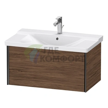 Подвесная тумба Duravit XViu Walnut Dark/черный матовый, 1 ящик (XV40160B221) - фото 1