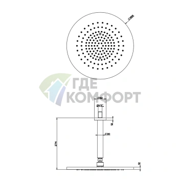 Душевая головка GESSI 316 потолочная шарнирная, матовый хром (54152#239) - фото 2