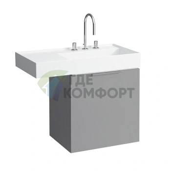 Тумба под раковину Laufen Kartell с выдвижным ящиком и сифоном, 595х455х615 мм, серый матовый (4.0755.1.033.634.1) - фото 1