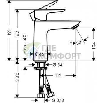 Смеситель для раковины Hansgrohe Talis E однорычажный, хром (71712000) - фото 2