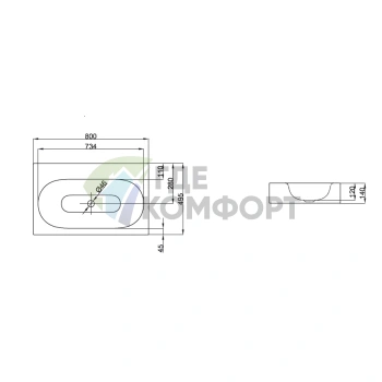 Подвесная раковина BETTE COMODO 80x49.5 см без отверстия, белая — комплект с креплением (A211-000) - фото 2