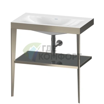 Консоль напольная Duravit XViu 850x800x480 мм с полкой и раковиной без перелива, цвет champagne matt/flannel grey high gloss lacquer (XV4715NB189) - фото 1