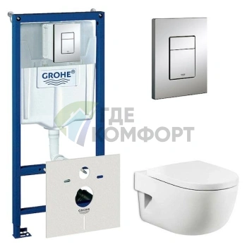 Комплект инсталляции GROHE Rapid SL 4 в 1 с унитазом Roca Meridian и сиденьем с микролифтом — всё необходимое для современного санузла - фото 1