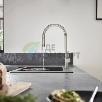 Кухонный смеситель Hansgrohe Talis M54 с вытяжным душем, сталь (72800800) - фото 1