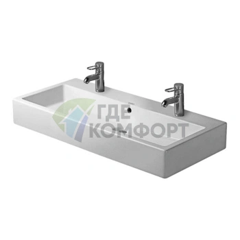 Встраиваемая раковина Duravit Vero без перелива, 2 отверстия под смеситель, с креплением, 1000x470 мм, белый (454100024) - фото 3
