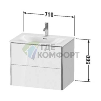 Тумба подвесная Duravit XSquare 234473 Stone Grey SaM, 560×710×478 мм, 2 ящика (XS432309292) - фото 2