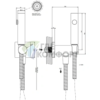 Гигиенический душ GESSI Rilievo настенный, 1/2, цвет Nero, размер XL (59153#299) - фото 2