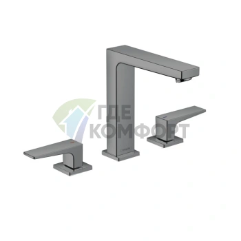 Смеситель для раковины Hansgrohe Metropol 160, 3 отверстия, шлифованный черный хром (32515340) - фото 1