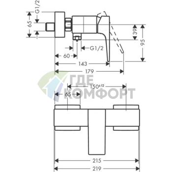 Смеситель для душа Hansgrohe Metropol настенный в хроме (32560000) - фото 2