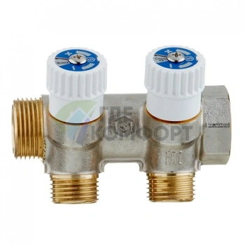 Коллектор Stout (SMB 6851 341202) 3/4 ВР(г) х 2 выхода 1/2 НР(ш) х 3/4 НР(ш) регулируeмый - фото 2