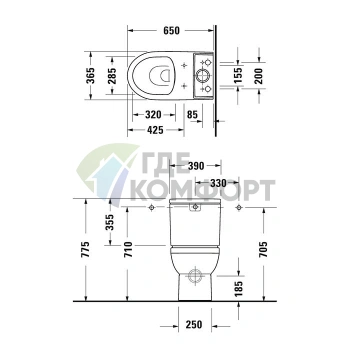 Унитаз Duravit DuraStyle basic напольный моноблок безободковый (2182090000) - фото 2