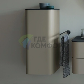 Пенал подвесной Duravit Happy D.2 Plus 880x400x360 мм, Stone Grey Satin Matt, с 2 стеклянными полками (HP1260L9292) - фото 1