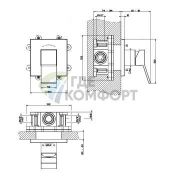 Встраиваемый смеситель Gessi Rettangolo K без излива, черный (53109#299) - фото 2