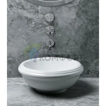 Раковина AZZURRA JUBILAEUM круглая 45x18 см, белая, без отверстий под смеситель - фото 2