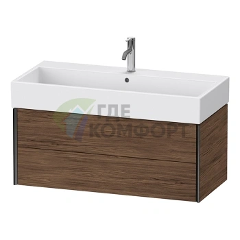 Подвесная тумба Duravit XViu для раковины 235010, 2 ящика, цвет walnut dark/черный матовый (XV43370B221) - фото 1