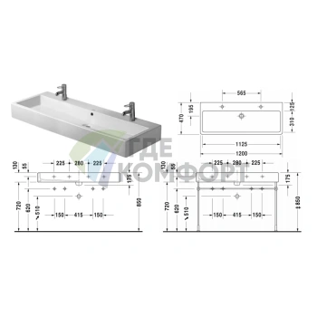 Раковина Duravit Vero для мебели без перелива, 1200x470 мм, белая (454120072) - фото 2